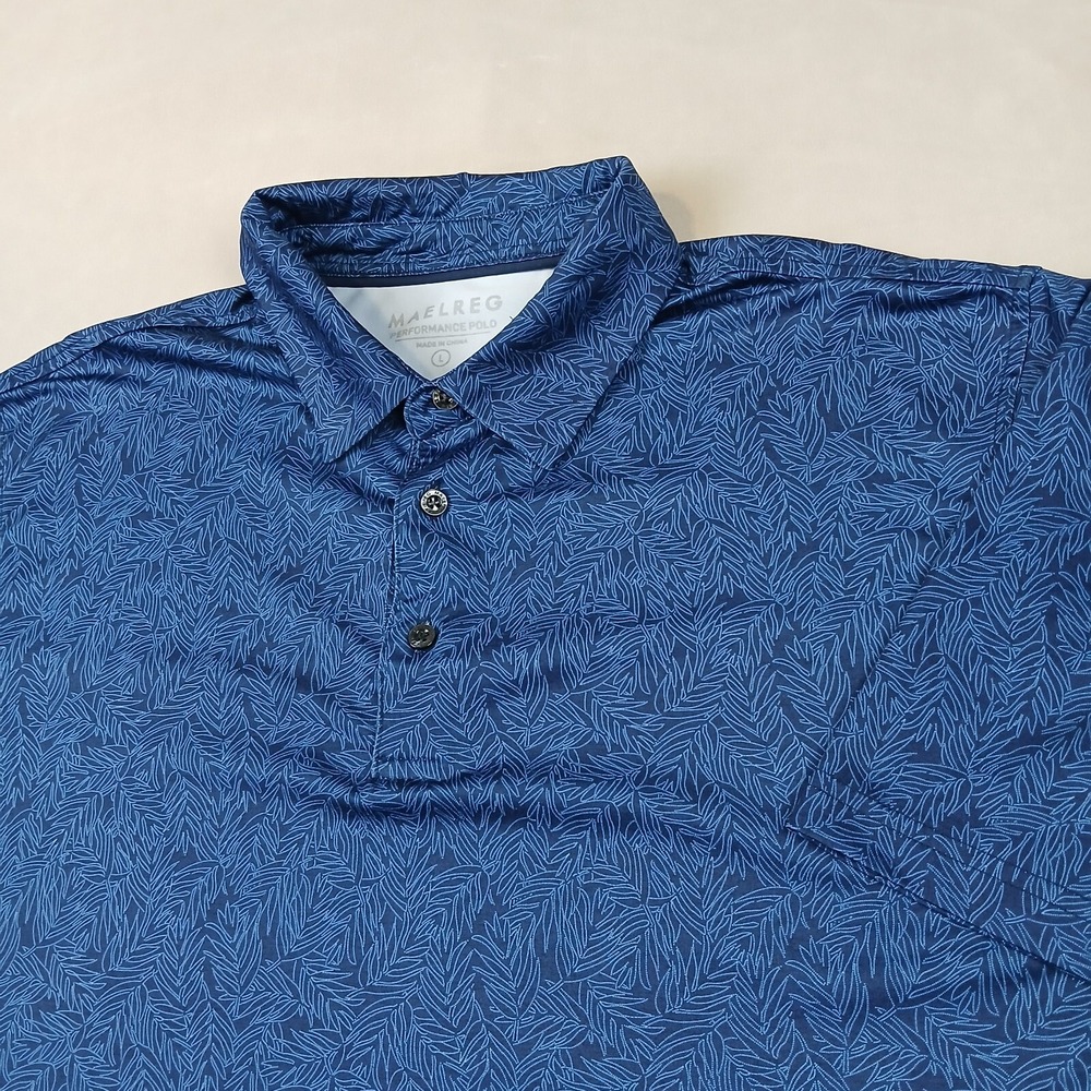 Maelreg‎ Large Mens Shirt Polo Golf Stretch Performance All Over Has Defects